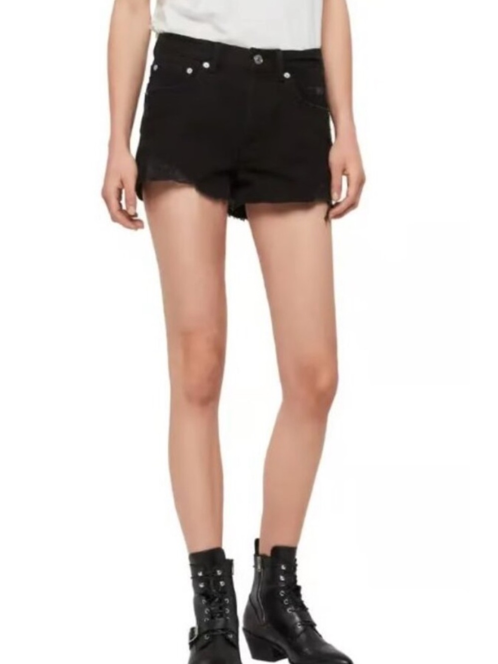 ALLSAINTS Mai Destroyed Denim Shorts 29